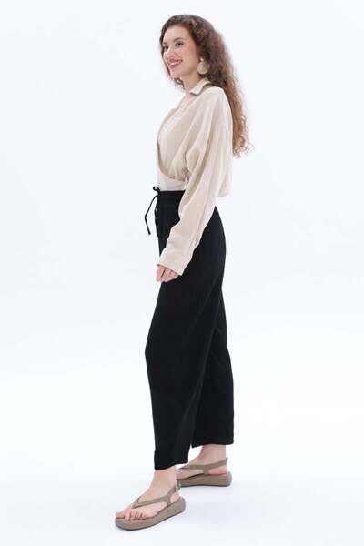 ALLDAY Siyah-Cepli Müslin Pantolon