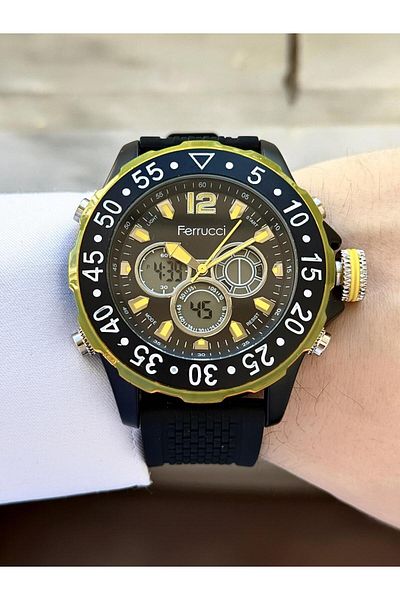 Ferrucci Plastic Band Digital & Analog Dial Sports Wrist Watch