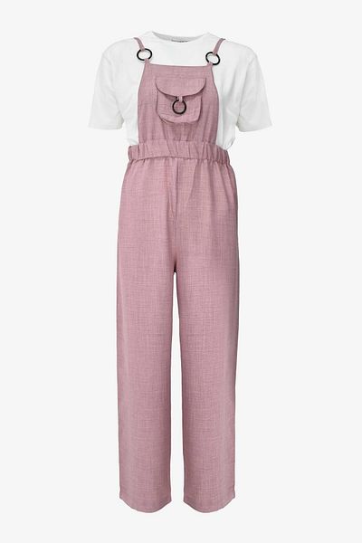 birizmoda Women's Gardener Jumpsuit Salopet with Hanging Pockets - Dried Rose