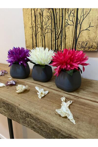 lameko 3Pcs Medium Size Artificial Dry Flower Decorative Table Decor Blossom Artificial Flower