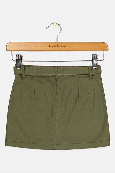 Tommy Hilfiger Toddlers Girl Solid Belted Mini Skirt, Olive