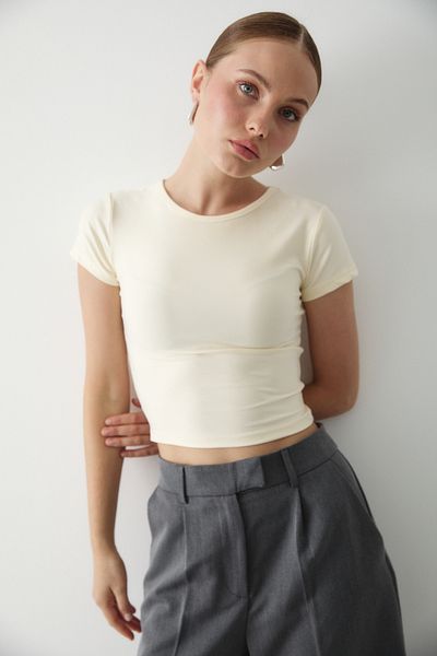 Laluvia Μπεζ Crop Μπλούζα - 1182