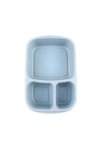 COOYA 3-Grid Lunch Box With Lid Blue，Clear 23.5x15x5cm