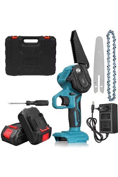 SIKS Mini ferăstrău cu lanț SIKS Mini ferăstrău electric, portabil, 8 inch, 2 baterii Li-ion de 48V, 1500 mAh