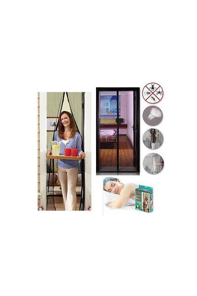 SIKS ® Mosquito And Fly Screen Door Curtain, Magnetic Closure, Black