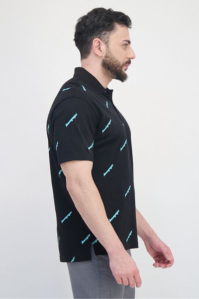 Selected Homme Men Regular Fit Short Sleeves Allover Print Polo Shirt, Multicolor