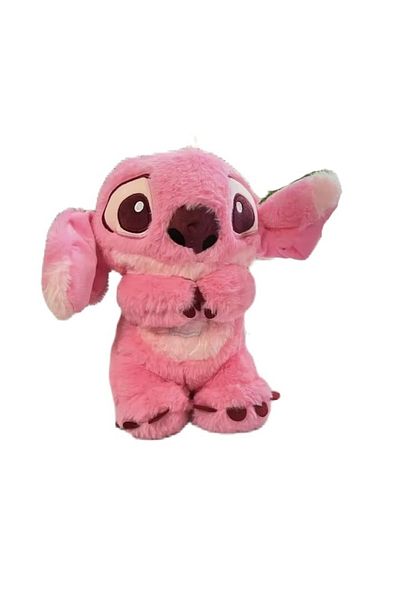 FOXMAG24 Jucărie de pluș, Stitch care respiră, cu melodii liniștitoare, cu baterii, dimensiune 25 cm, roz