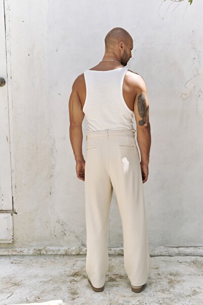 BOHEMAİ Ayyubay Natural Pleated Men's Trousers