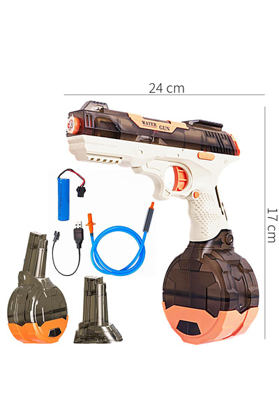 SprintMag Electric Water Gun 2 Chargers Continuous Jet Hose Connection 3.7v Battery White/Brown