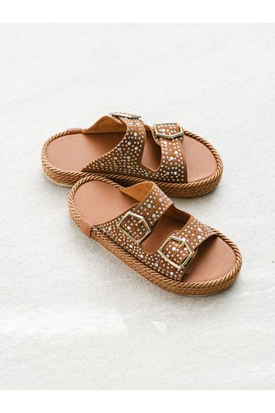Munshoes Дамски чехли Pina с камъни