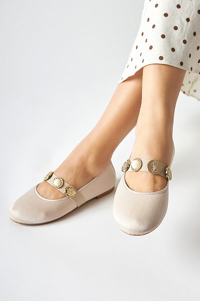 İncimoda Becoming Women's Daily Ballerina Round Toe Ballerina Orthopedic Memory Flex Memory Sole Beige