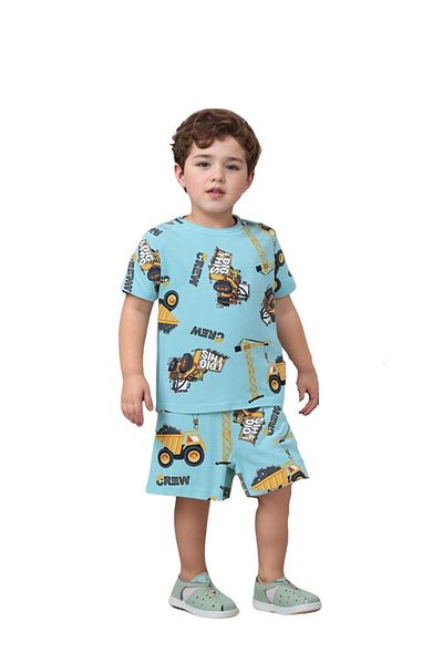 Drop Kids Children's Baby Set Business Machine Pattern Shorts Shorts Pajama Set