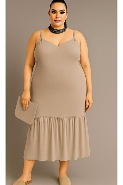 MODAALFABE فستان مكشكش مقاس كبير