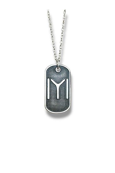 Herşey Nota Kayi Length Stamped Plate Imprint Necklace – Silver Color Unisex Metal Jewelry