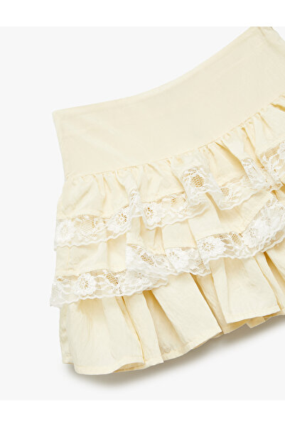 Koton Dantel Detaylı Katlı Volanlı Viskon Etek