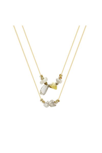 Tesbihane Elegant Rope Chain Natural Form Citrine Natural Stone Aries Sign Women's Necklace
