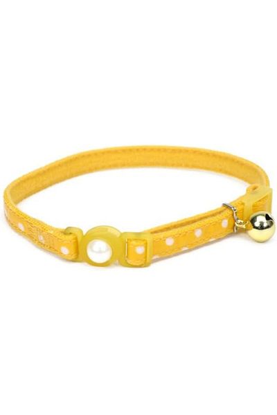 Coastal 3/8" Safe Cat Fashion Collar with Polka Dot Overlay Yellow