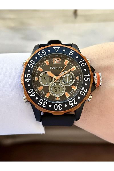 Ferrucci Plastic Band Digital & Analog Dial Sports Wrist Watch