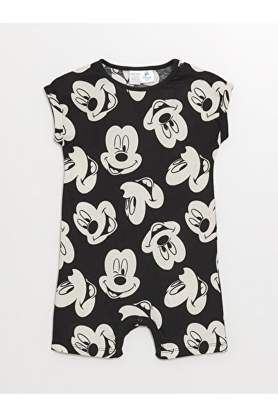 LC Waikiki Salopetă cu mânecă scurtă cu decolteu și cu imprimeu Mickey Mouse