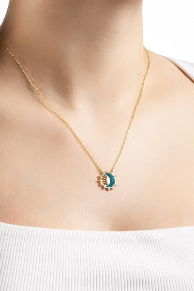 So CHIC... Gün Batımı 18 Ayar Sarı Altın Kaplama 45 Cm Gümüş Minimal Kolye