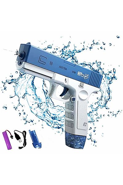 SprintMag Pistol cu Apa Automat Glock 18 Jet Continuu Tragere 10m Acumulator 3.7V Alb/Albastru