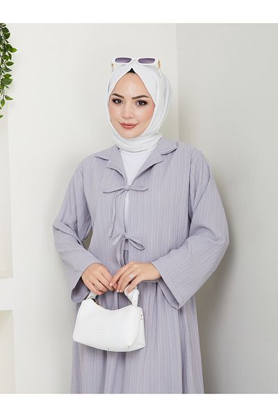 exxitcollection Set kimono dublu din țesătură Seersucker pentru damă, cu fustă legată