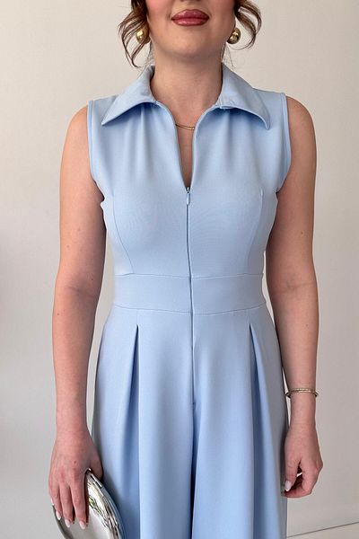 MaziButik Zippered Jumpsuit Baby Blue