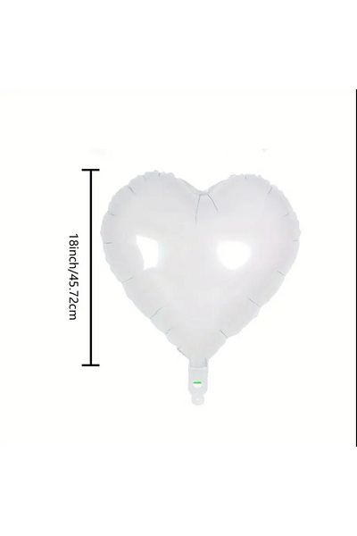 Deniz Party Store White Heart Foil Balloon 18 Inch 45 cm 1 Pcs