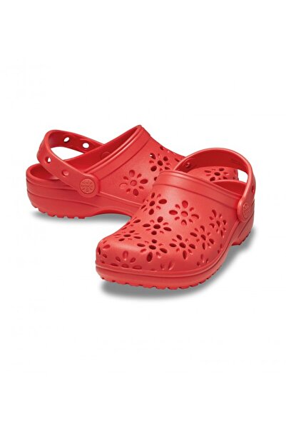 Crocs Classic Floral Cut Out Clog t Kids Slippers 210944 -6Zr Red