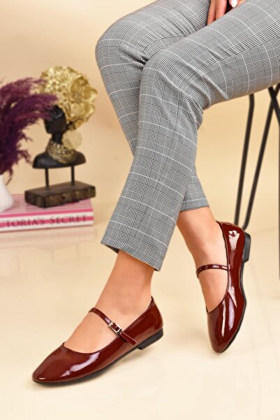 MODAONN Balerini de damă - pantofi casual, curea și detaliu cu cataramă