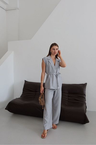 Patreon Tie Waist Linen Vest Trousers Set