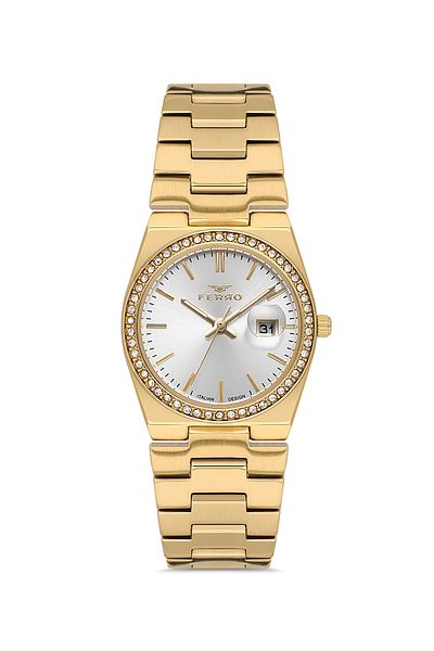 FERRO Fl21596Awt-B Quartz Steel Gold Color 30 mm Women Wrist Watch