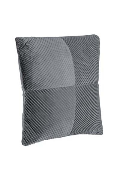 OEM Decorative Winter Pillow Grey Velvet with Embossed Stripes 45 x 45 cm
