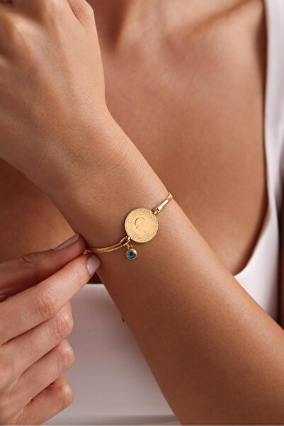 Tufanlar Kuyumculuk 14 Ayar Nazar Boncuklu Balıksırtı Çeyrekli Bileklik