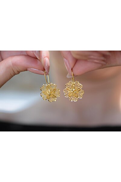 Tufanlar Kuyumculuk 22 Ayar Gül Altın Küpe