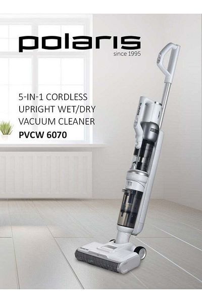 Polaris Cordless upright wet & Dry vacuum cleaner, 400W, 135 aW, up to 60 minutes of runtime