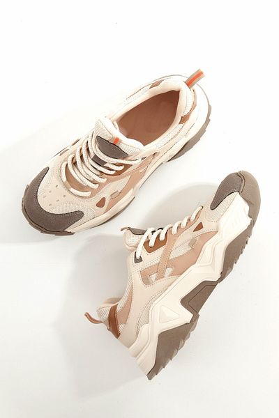 Modabuymus Muca Cream Brown Sneaker Thick Soled Sports Shoes