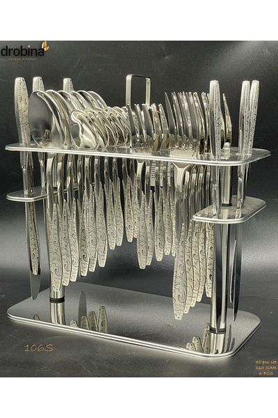 drobina Dropina 30-Piece Stainless Steel Spoon Set with Stand, Silver