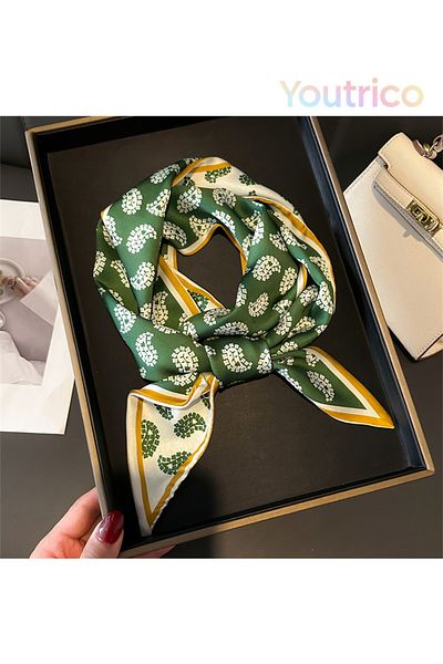 Youtrico Long silk scarves,Headbands,Cashew flowers,147cm