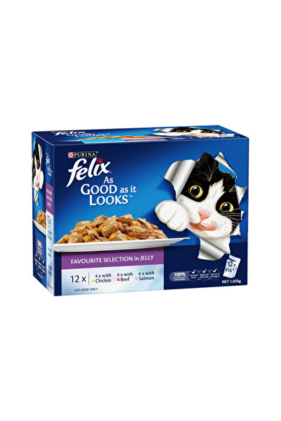 FELIX Favourite Selection in Jelly Cat Food Pouch - 85 g - Pack of 12