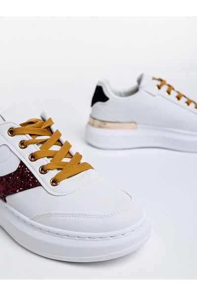 Kalapod Women's white and red sports shoes made of eco-leather Samya