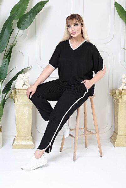 EMEZ White Stripe Detail Plus Size Suit