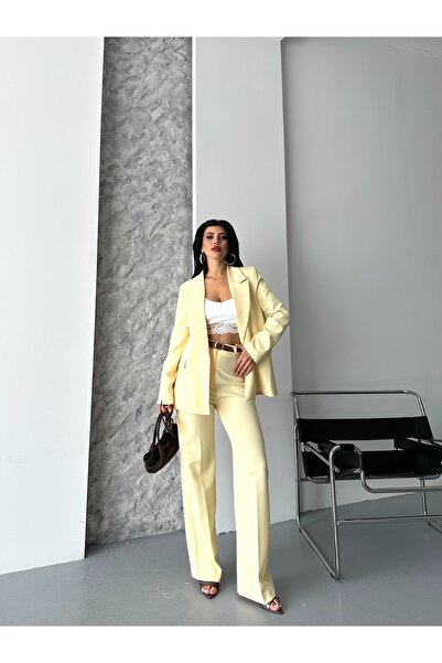 MYGİYİMİSTANBUL Blazer Jacket wide leg Pants Set