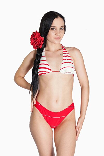 BLD by Exclusive Women's two-piece swimsuit, red and white stripes, SORINA, B...