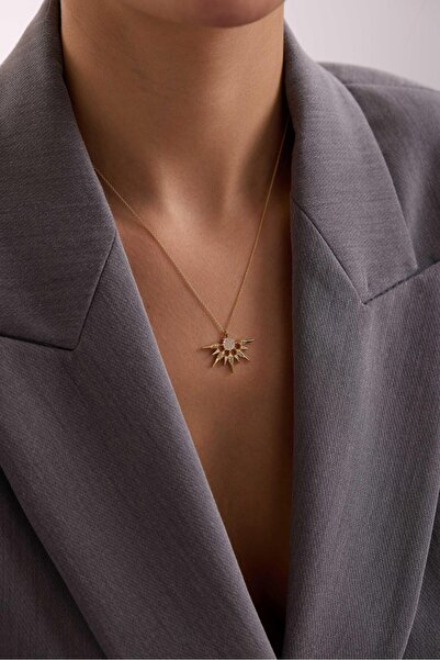 Tufanlar Kuyumculuk 14 Ayar Güneş Işığı Taşlı Altın Kolye