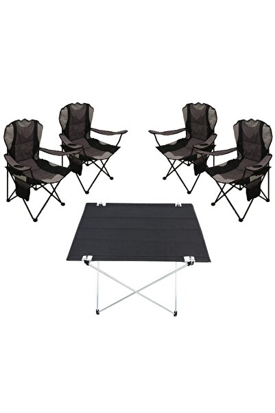 Genel Markalar 4'lü Xl Kamp Sandalyesi Gri - Katlanır Kamp Masası Dikdörtgen ...