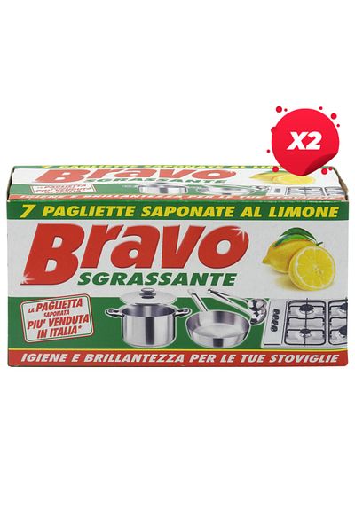 Bravoo X2 - BRAVO SPONGES WITH DETERGENT FOR STAINLESS STEEL 7PCS