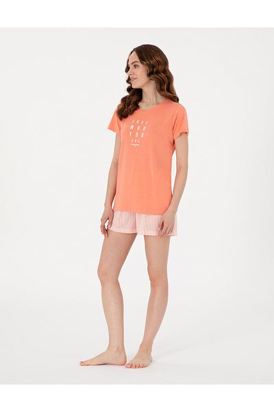 Pierre Cardin Salmon Short Sleeve Shorts Pajama Set 50319060-Vr204
