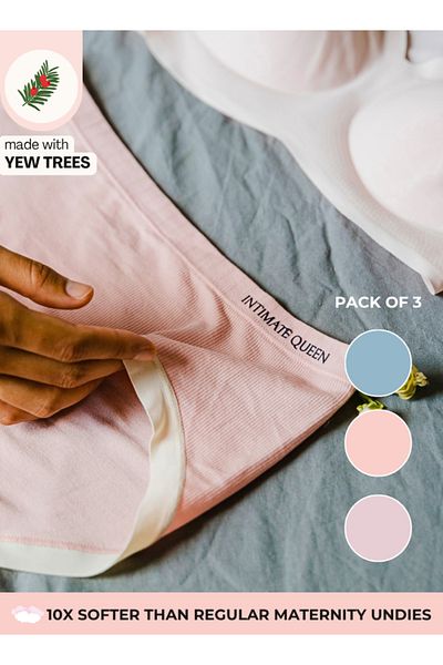 Intimate Queen Yew Tree Bae Maternity Briefs – Silky Soft, Antibacterial Calm, Full-Coverage Comfort (Pack Of 3)