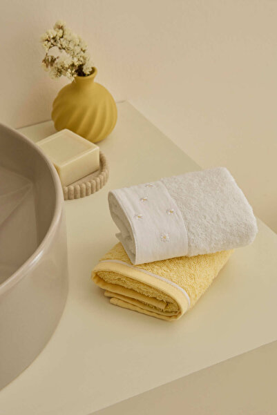 Kaşmir Home Tia 2-Piece Face Towel Set Offwhite